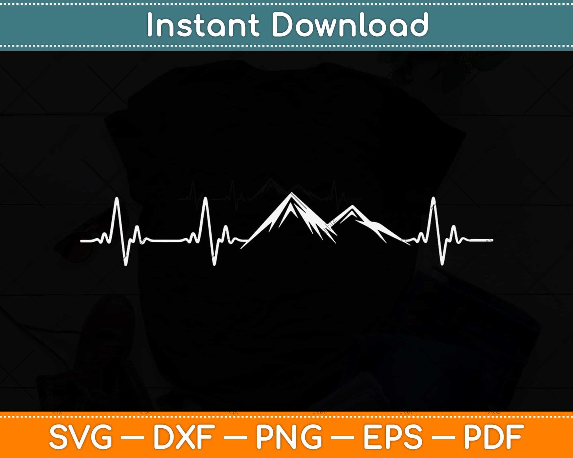 MYHALF Hiking Shirts Women Mountain Heartbeat Svg Png Dxf Digital Cutting File