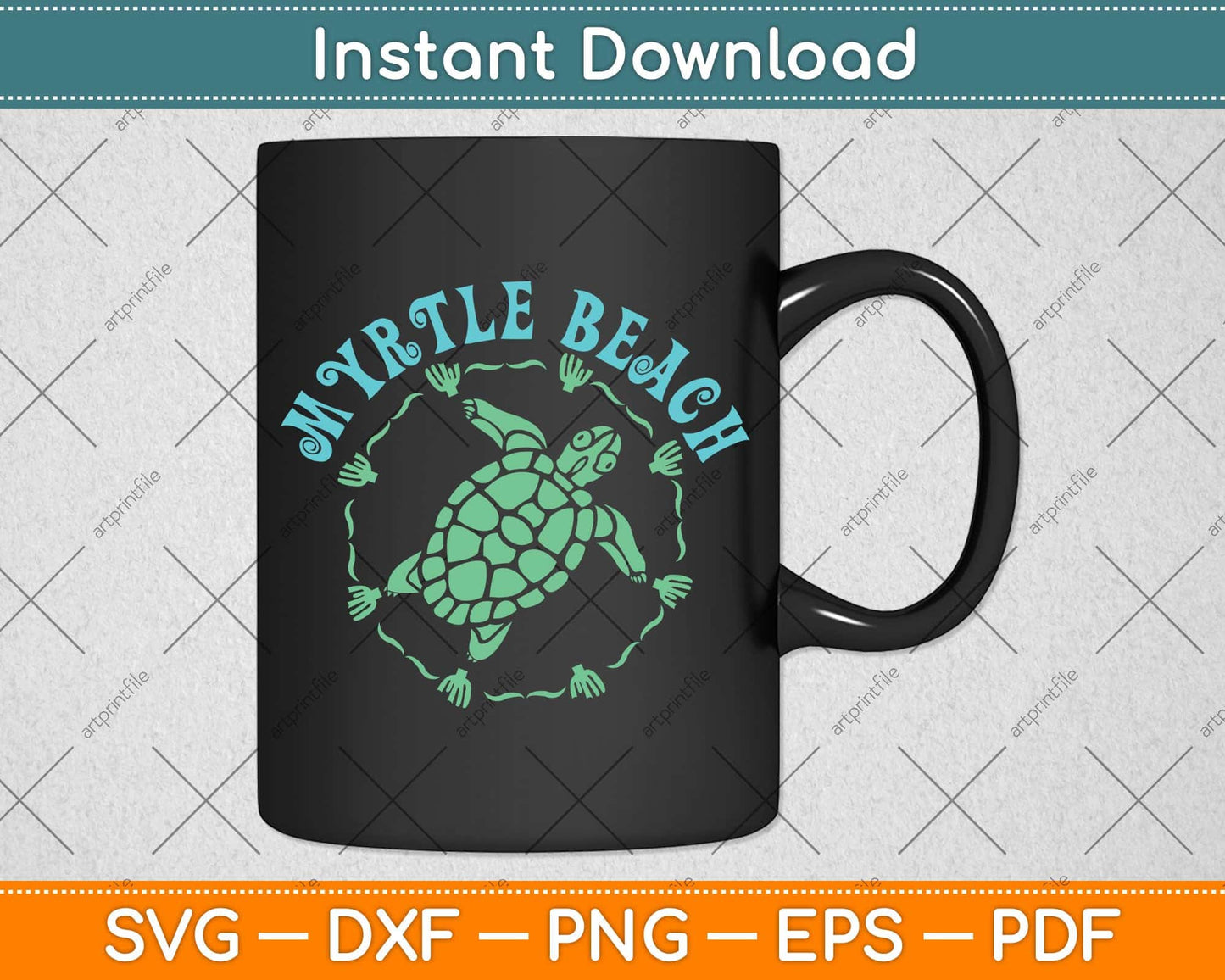 Myrtle Beach Retro Tribal Turtle Svg Png Dxf Digital Cutting File