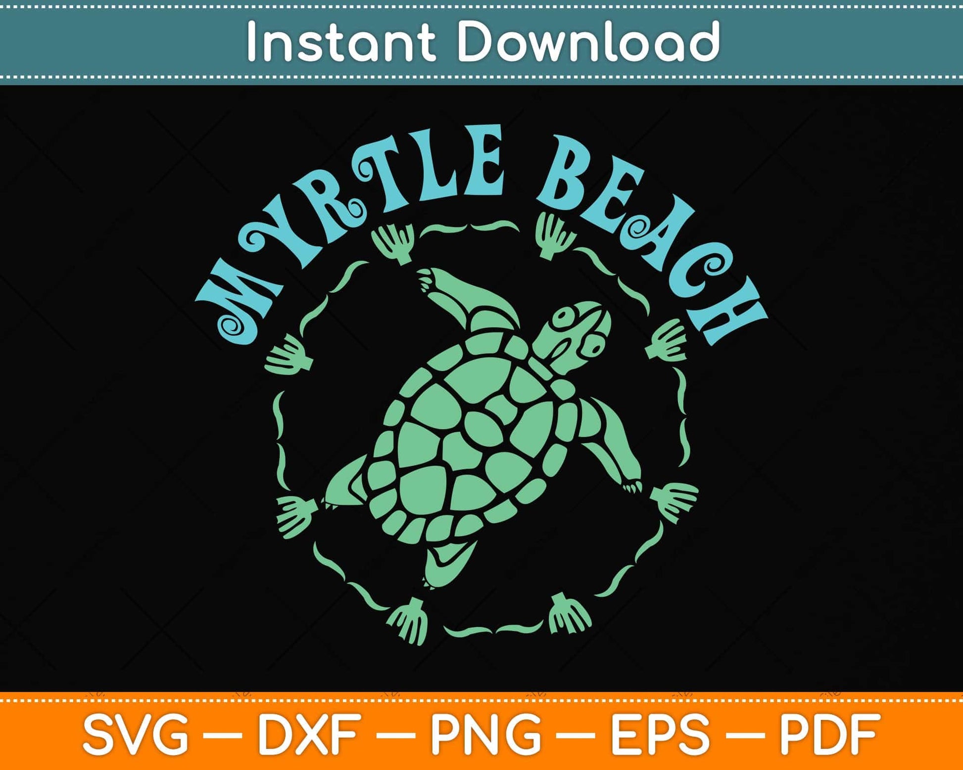 Myrtle Beach Retro Tribal Turtle Svg Png Dxf Digital Cutting File