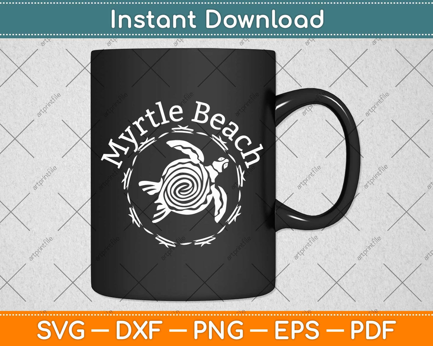 Myrtle Beach Vintage Tribal Turtle Svg Png Dxf Digital Cutting File
