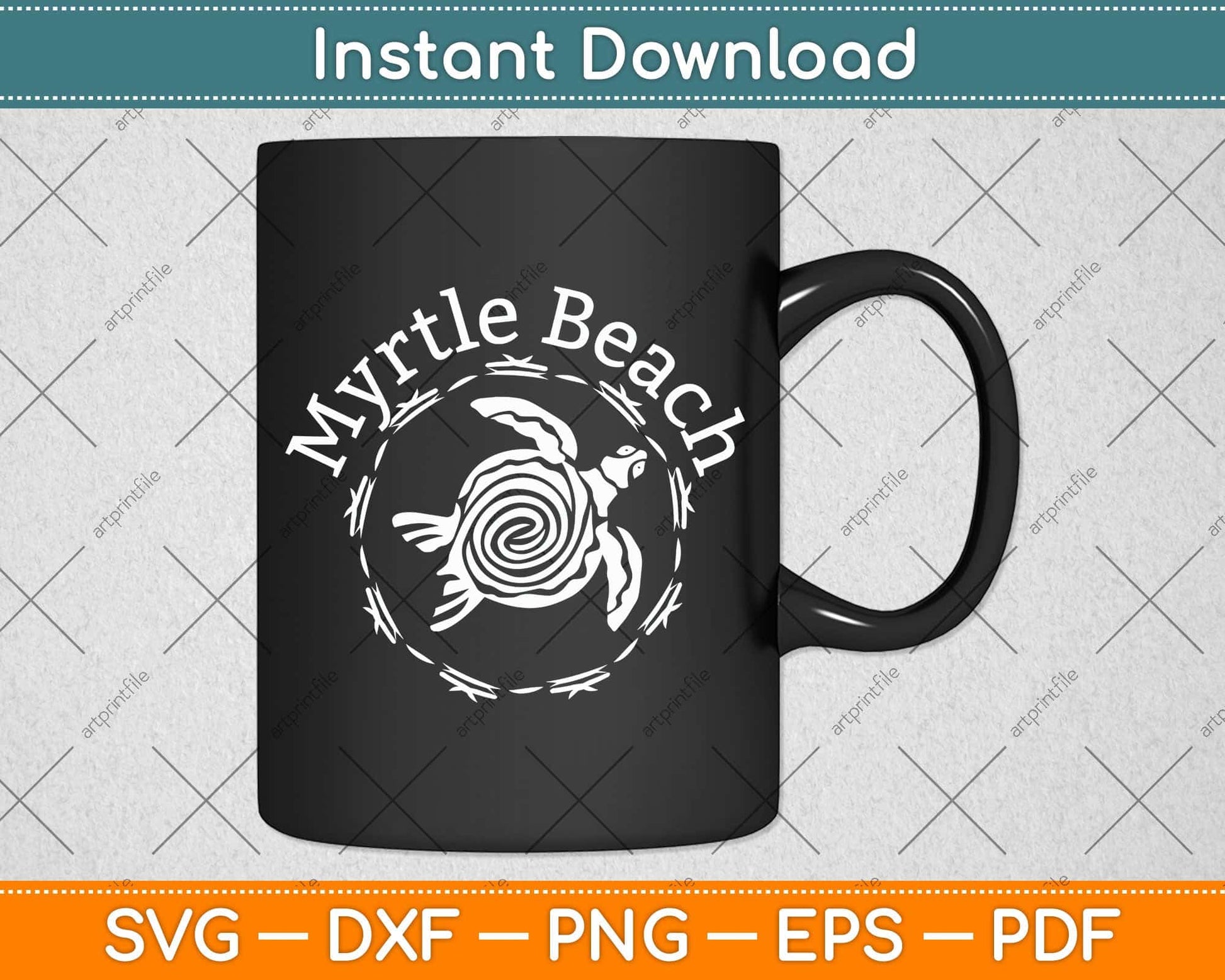 Myrtle Beach Vintage Tribal Turtle Svg Png Dxf Digital Cutting File