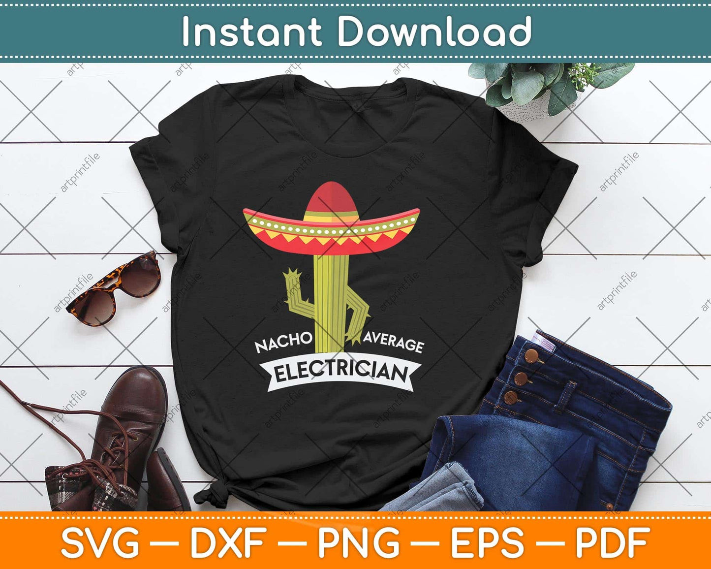 Nacho Average Electrician Svg Png Dxf Digital Cutting File