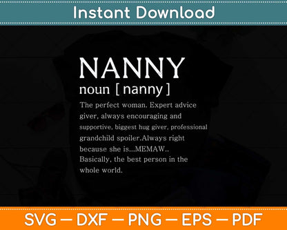 Nanny Definition Grandma Mother Day Svg Png Dxf Digital Cutting File