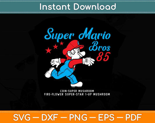 Nintendo Super Mario Brothers '85 Vintage Stars Svg Png Dxf Digital Cutting File