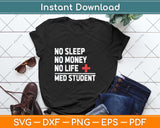 No Sleep No Money No Life Med Student Funny Svg Png Dxf Digital Cutting File