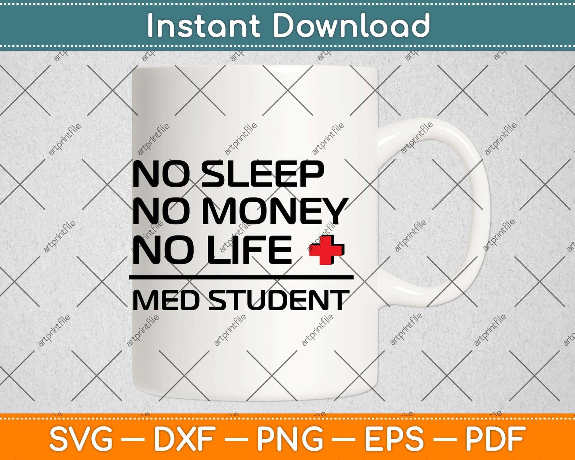 No Sleep No Money No Life Med Student Svg Png Dxf Digital Cutting File