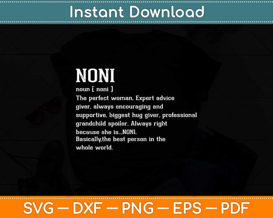 Noni Definition Grandma Mother Day Svg Png Dxf Digital Cutting File