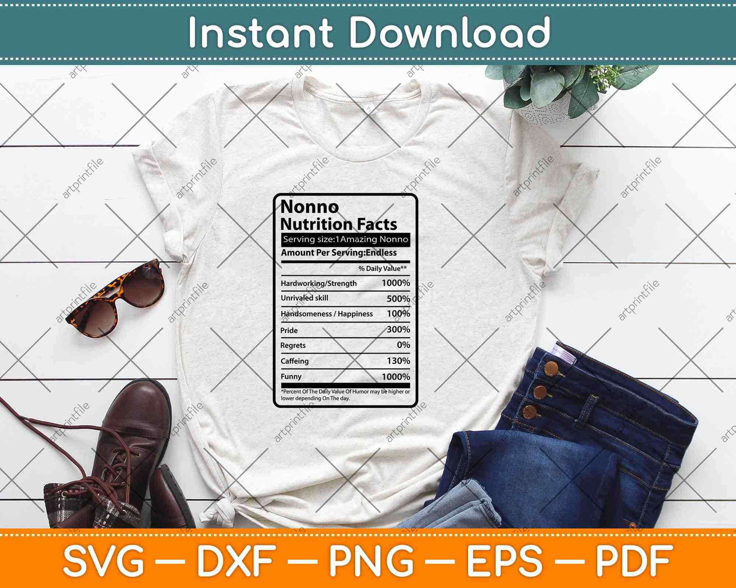Nonno Nutrition Facts Father's Day Svg Png Dxf Digital Cutting Files