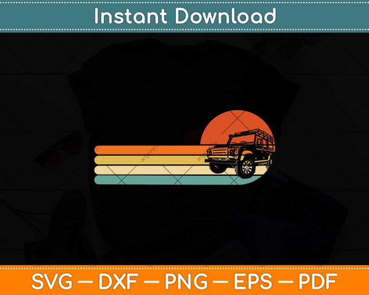 Off Road 4X4 Vintage Retro 70s Sunset Off Road Svg Png Dxf Digital Cutting File