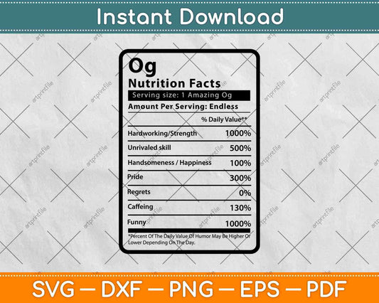 Og Nutrition Facts Svg Png Dxf Digital Cutting Files