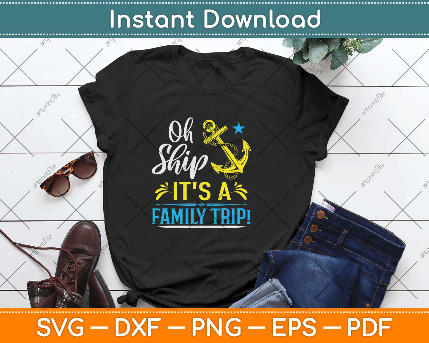 Oh Ship It's a Family Trip - Oh Ship Cruise Svg Design Cricut Printable Cutting Files