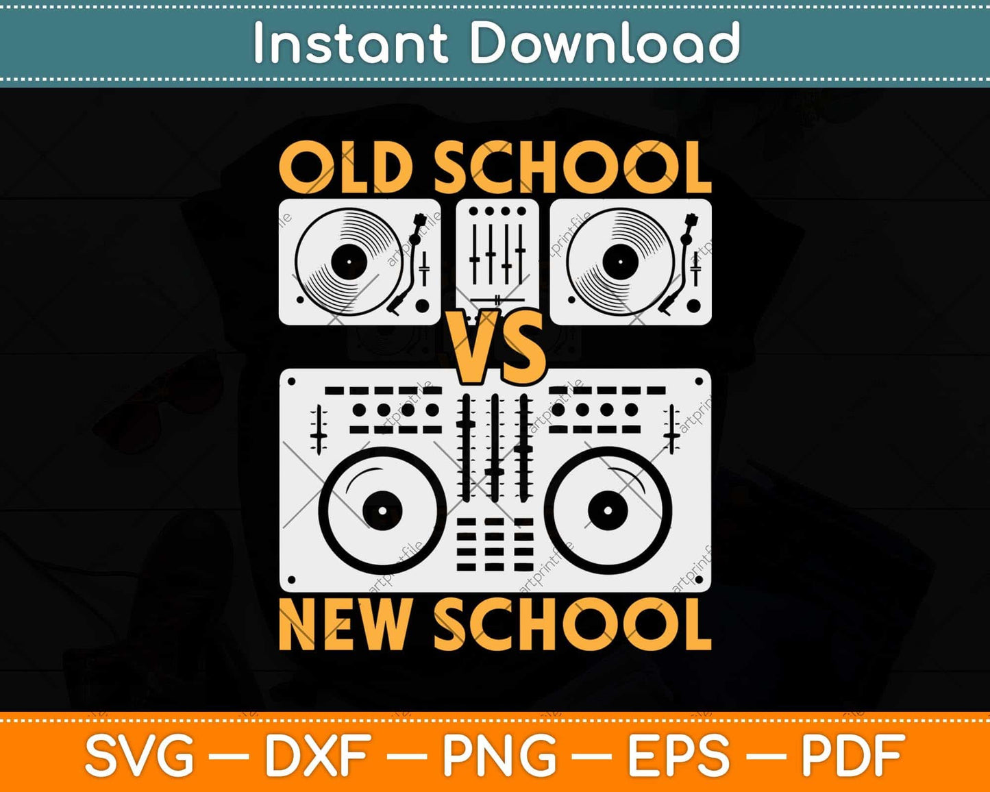 Old School DJ VS New School DJ Svg Png Dxf Digital Cutting File