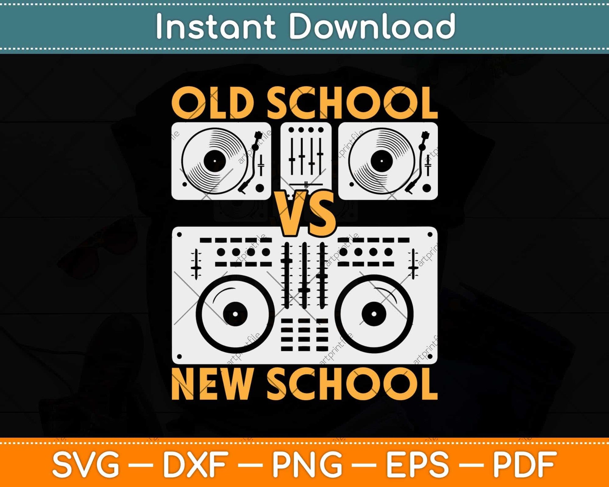 Old School DJ VS New School DJ Svg Png Dxf Digital Cutting File