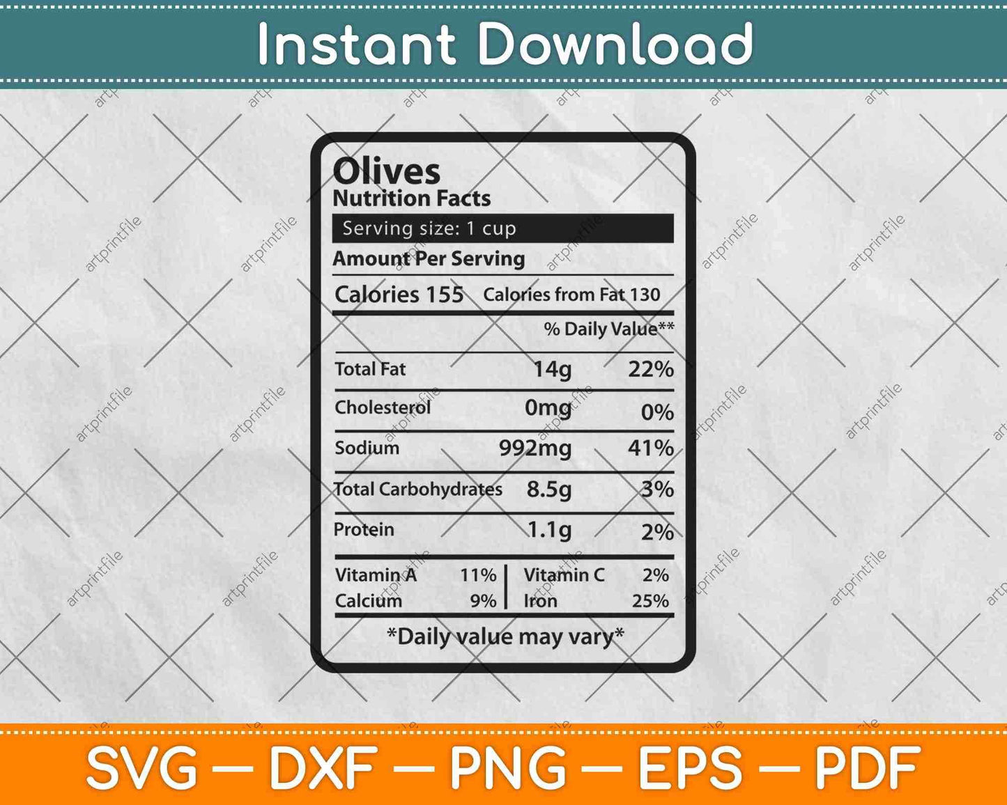 Olives Nutrition Facts Svg Png Dxf Digital Cutting File