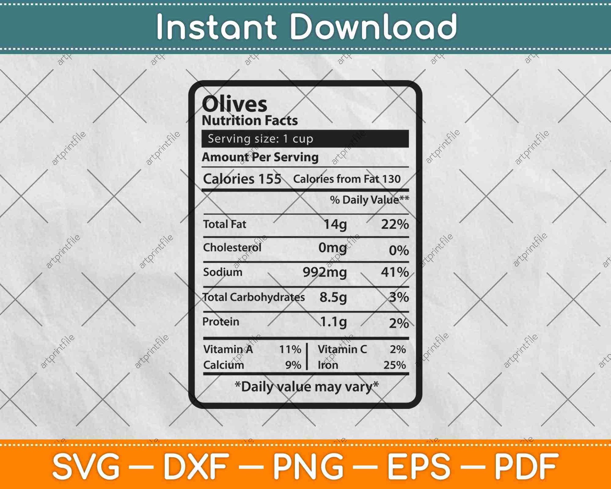 Olives Nutrition Facts Svg Png Dxf Digital Cutting File