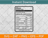 Olives Nutrition Facts Svg Png Dxf Digital Cutting File