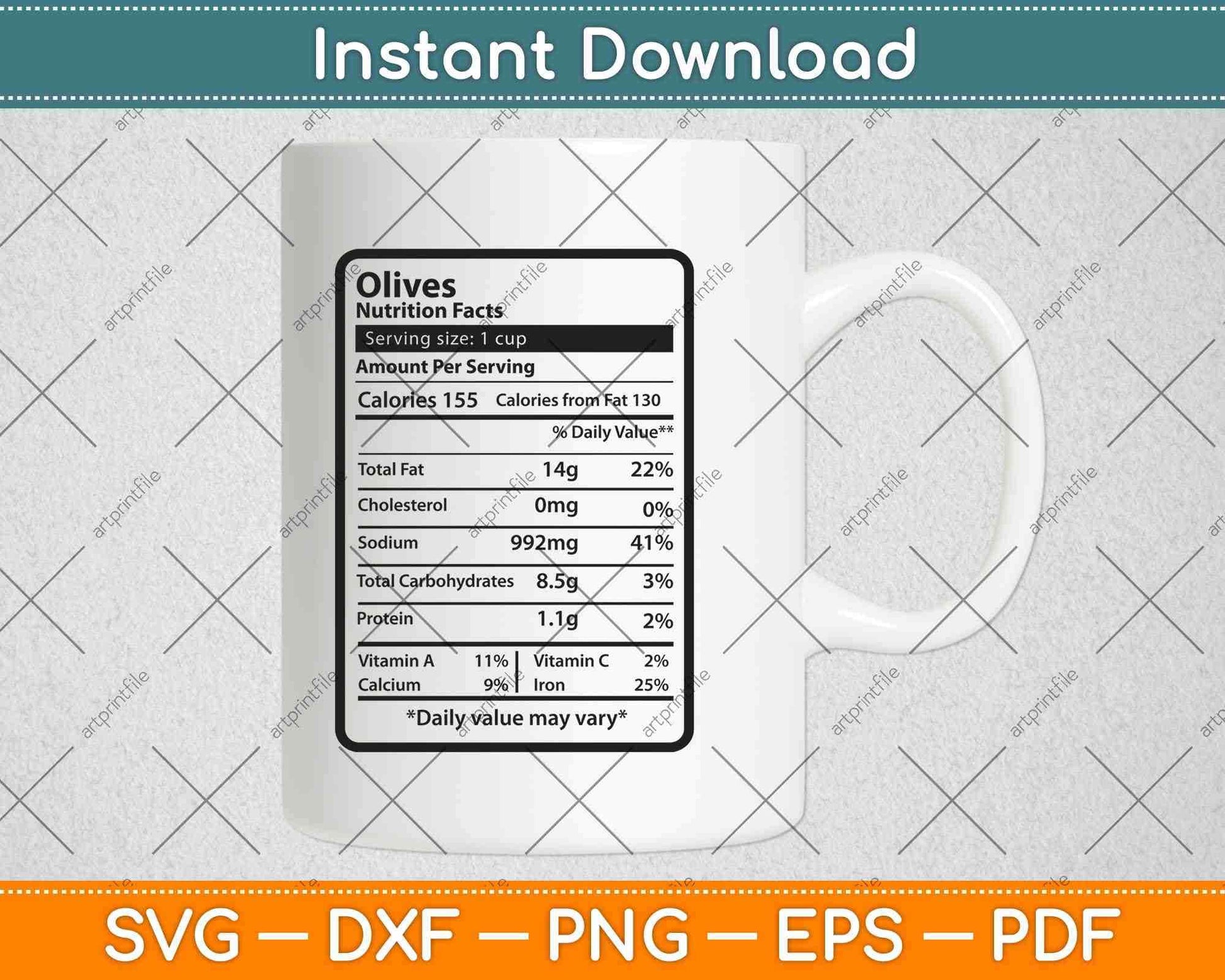 Olives Nutrition Facts Svg Png Dxf Digital Cutting File