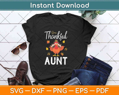 One Thankful Aunt Auntie Turkey Thanksgiving Family Svg Design