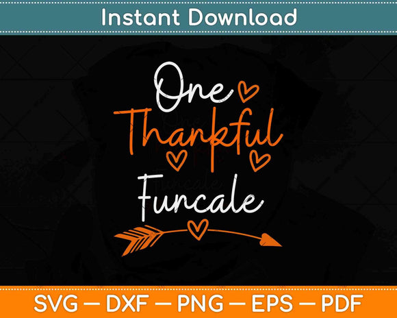 One Thankful Funcale Turkey Thanksgiving Family Svg Design