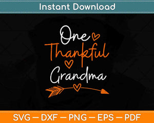 One Thankful Grandma Turkey Thanksgiving Family Svg Design