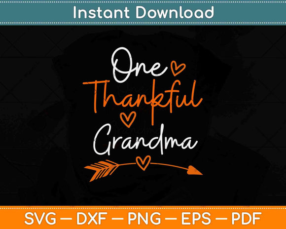 One Thankful Grandma Turkey Thanksgiving Family Svg Design