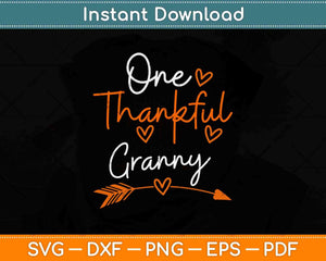 One Thankful Granny Turkey Thanksgiving Family Svg Design