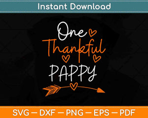 One Thankful Pappy Turkey Thanksgiving Family Svg Design