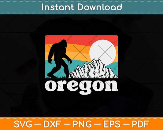 Oregon Pride Bigfoot Mountains 80's Vintage Nature Svg Png Dxf Digital Cutting File
