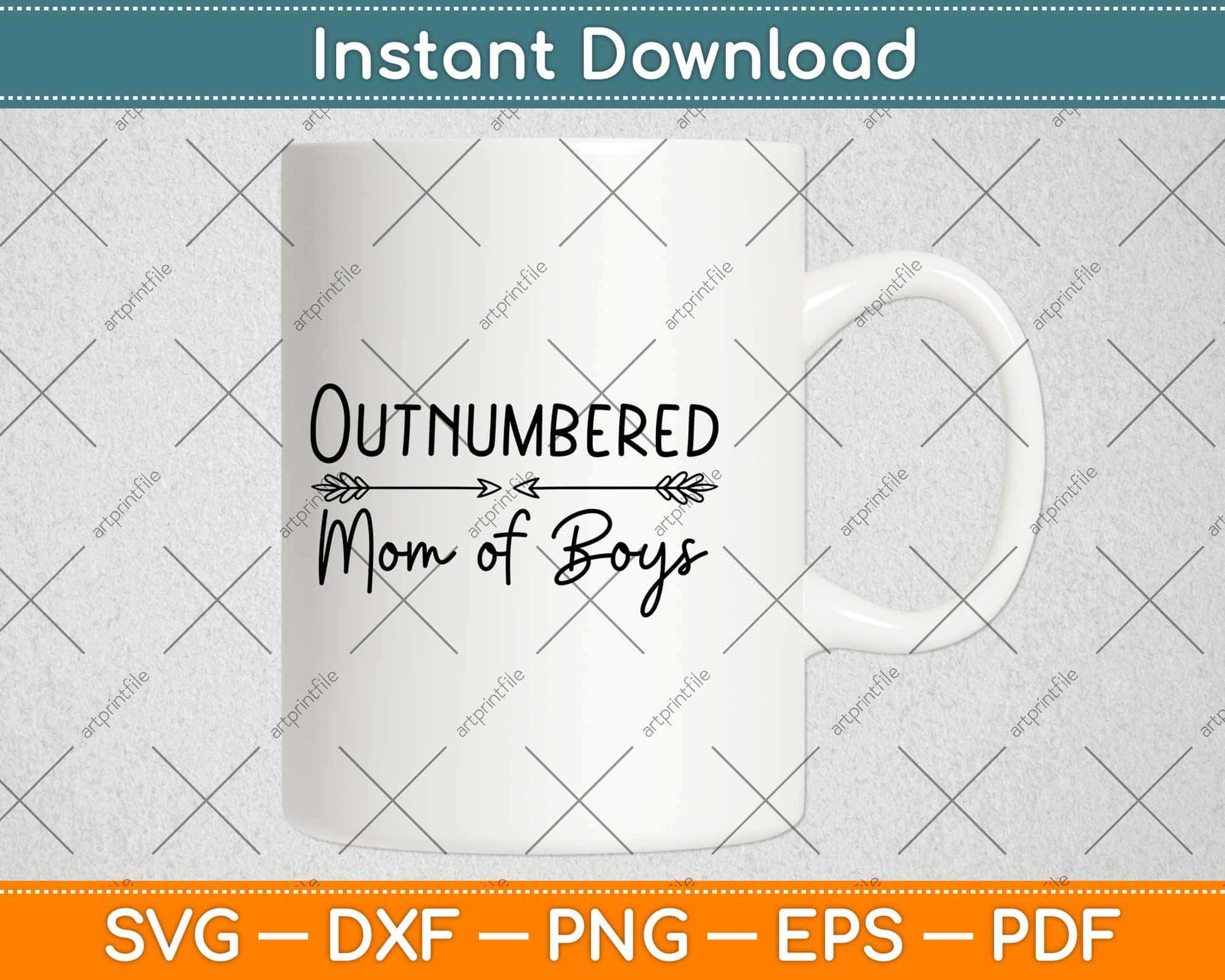 Outnumbered Mom of Boys Svg Design Cricut Printable Cutting Files