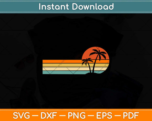 Palm Tree Retro Style Tropical Beach Svg Png Dxf Digital Cutting File