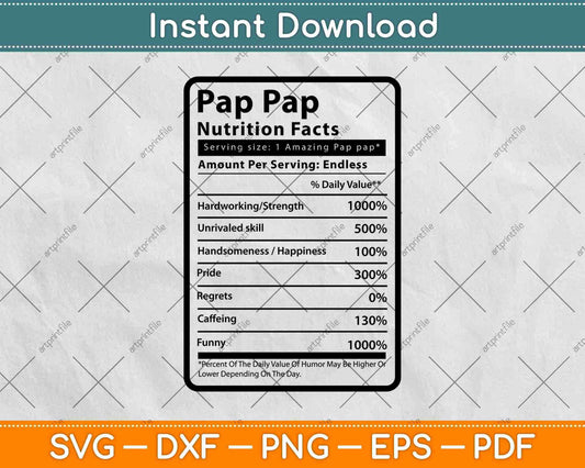 Pap Pap Nutrition Facts Svg Png Dxf Digital Cutting Files