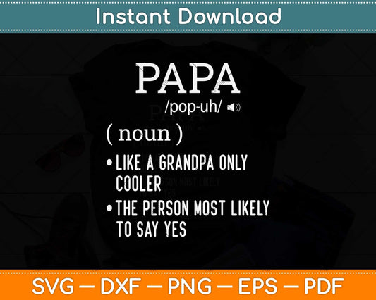 Papa Definition Grandkids Father's Day Svg Png Dxf Digital Cutting File