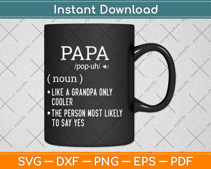 Papa Definition Grandkids Father's Day Svg Png Dxf Digital Cutting File