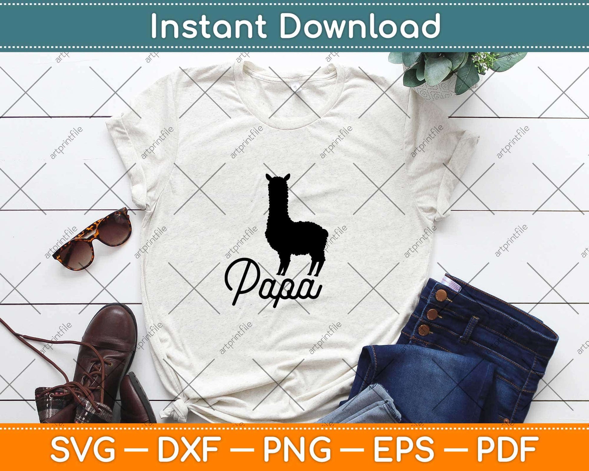 Papa Llama Gift Fathers Day Svg Design Cricut Printable Cutting Files
