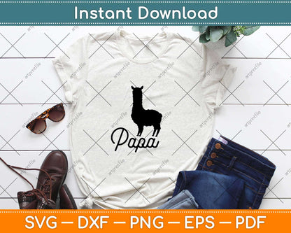 Papa Llama Gift Fathers Day Svg Design Cricut Printable Cutting Files