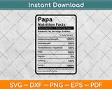 Papa Nutrition Facts Svg Png Dxf Digital Cutting Files