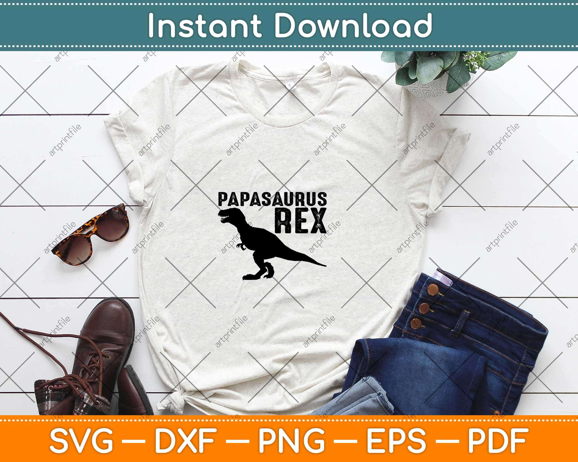 Papasaurus T-rex Father's Day Papa svg By ssflowerstore