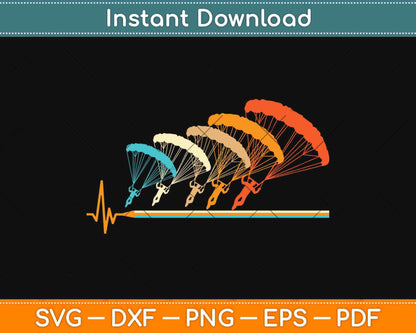 Parachute Heartbeat Love Skydiving Svg Design Cricut Printable Cutting Files