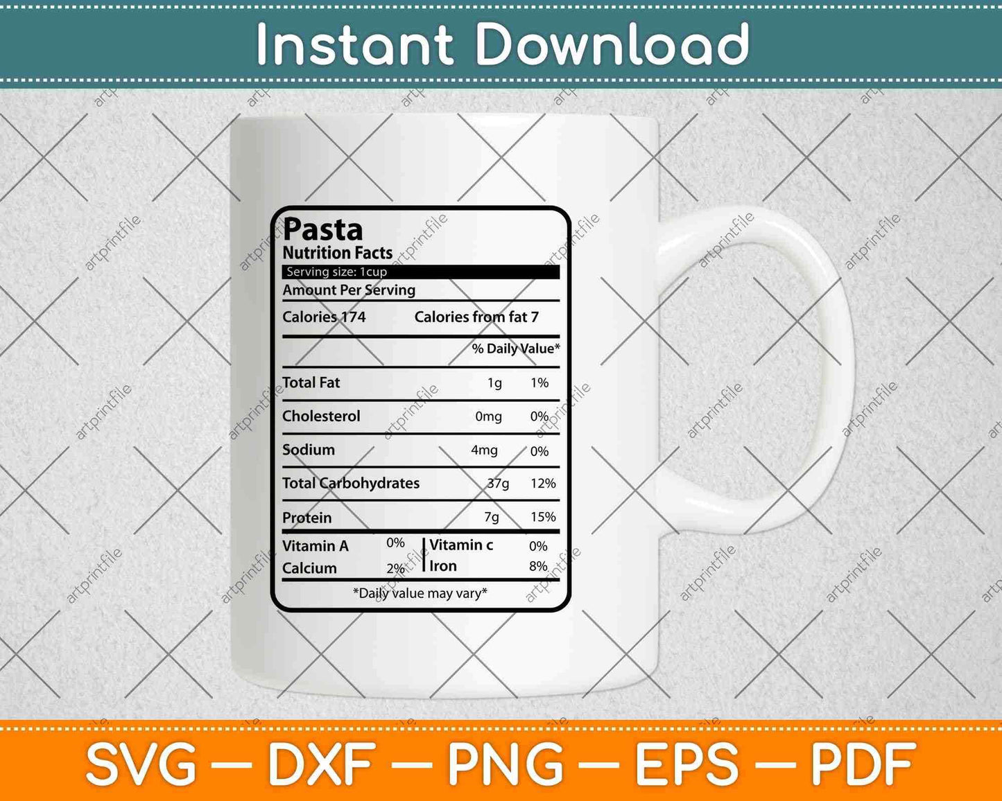 Pasta Nutrition Facts Thanksgiving Svg Png Dxf Digital Cutting File