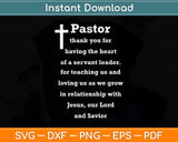 Pastor Thank You For Having The Heart Valentine's Day Svg Png Dxf Cutting File
