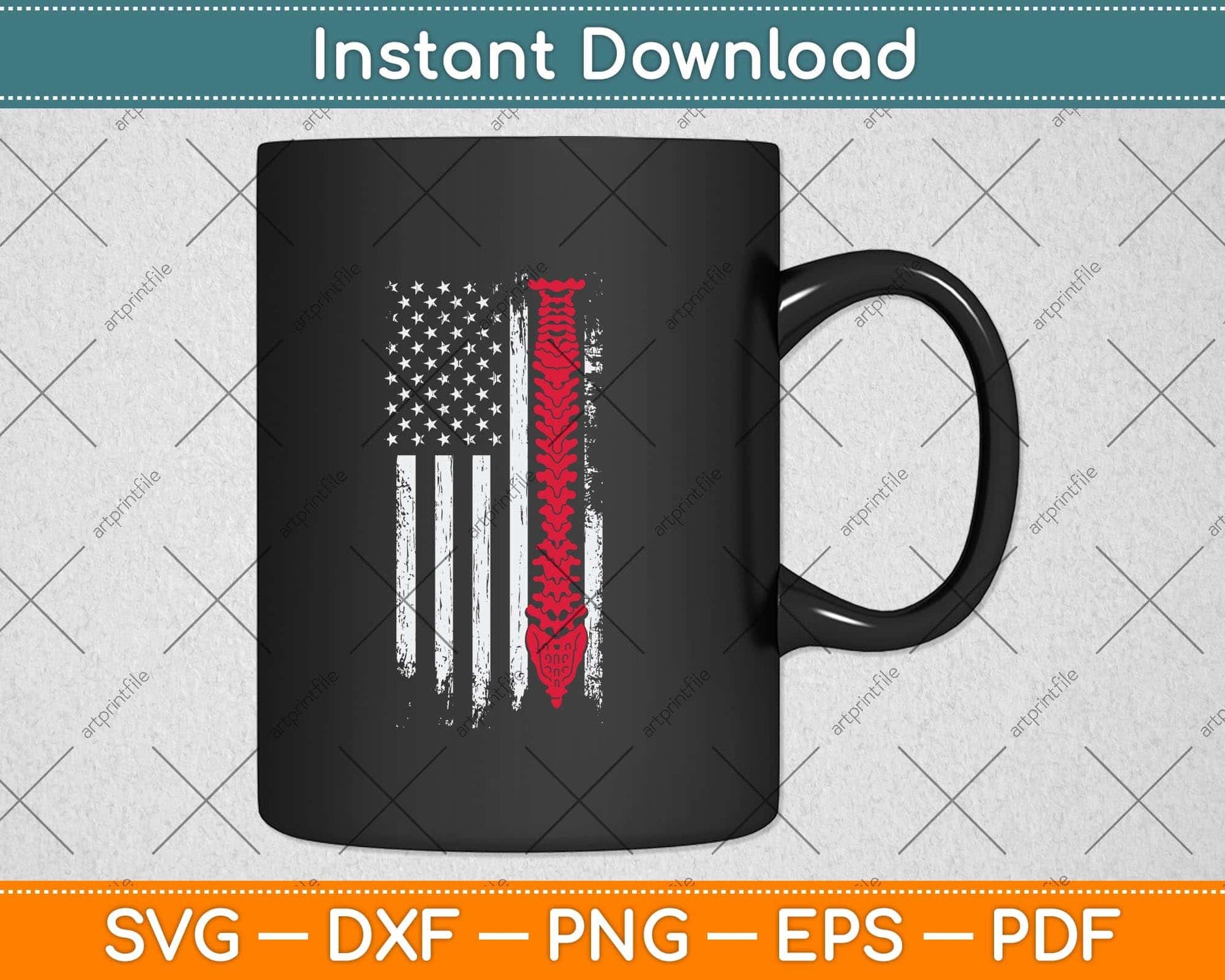 Patriotic Chiropractic Tee American Flag Spinal Cord Ideas Svg Png Dxf Digital Cutting File