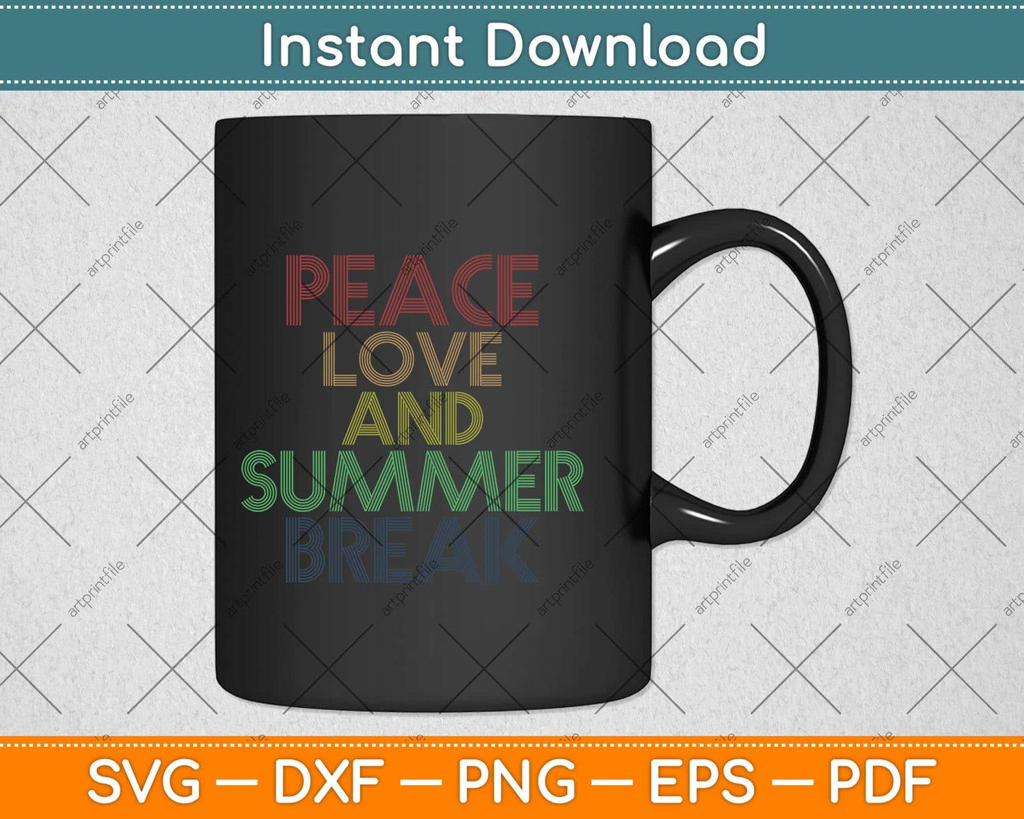 Peace Love And Summer Break Summer Vacation Retro Vintage Svg Png Dxf Cutting File