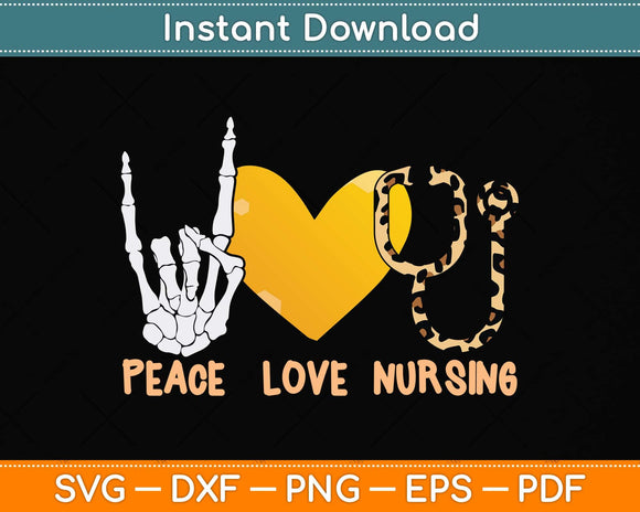 Peace Love Nursing Halloween Svg Png Dxf Digital Cutting File