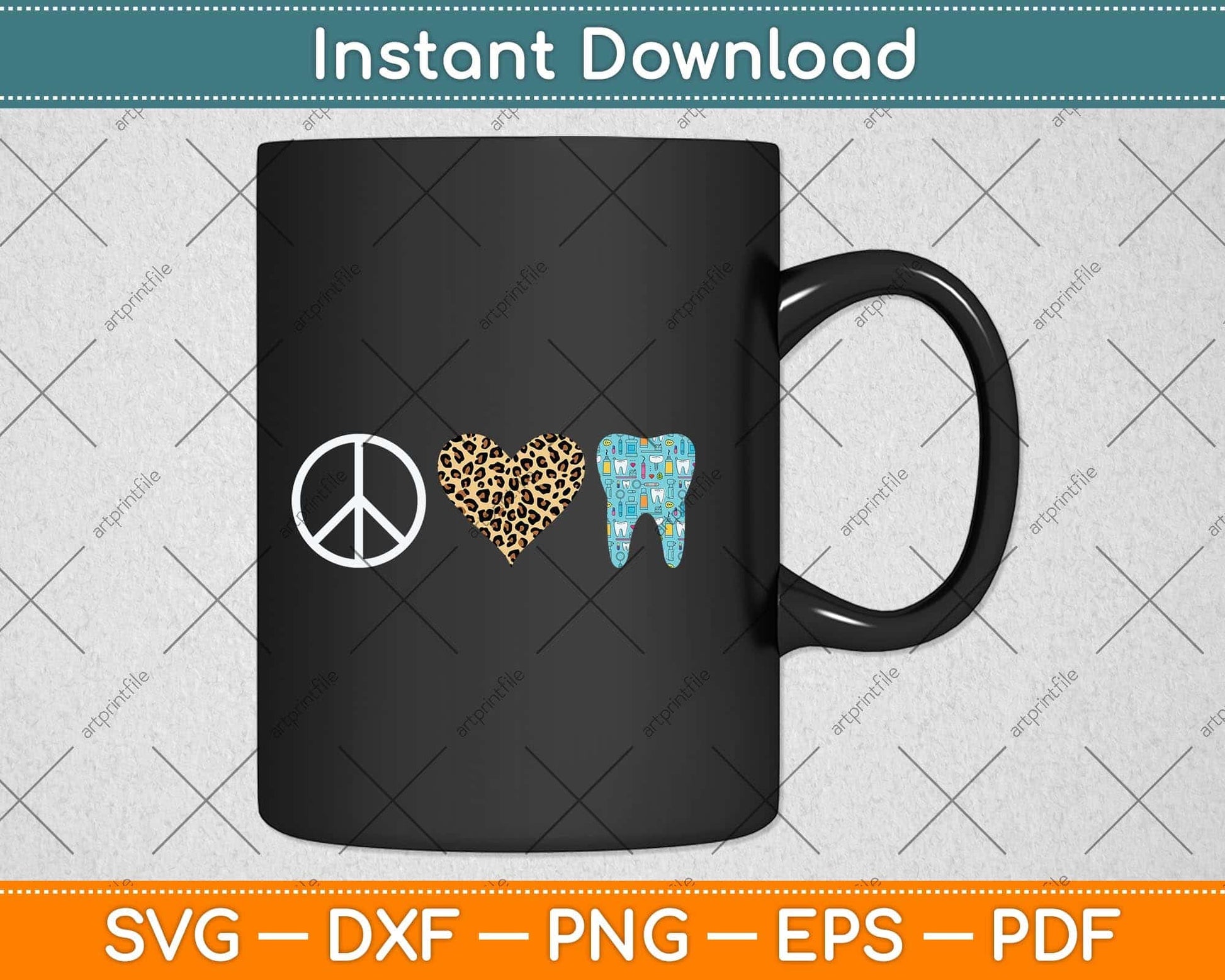 Peace Love Teeth Dental Hygienist Assistant Dentist Funny Svg Png Dxf Cutting File