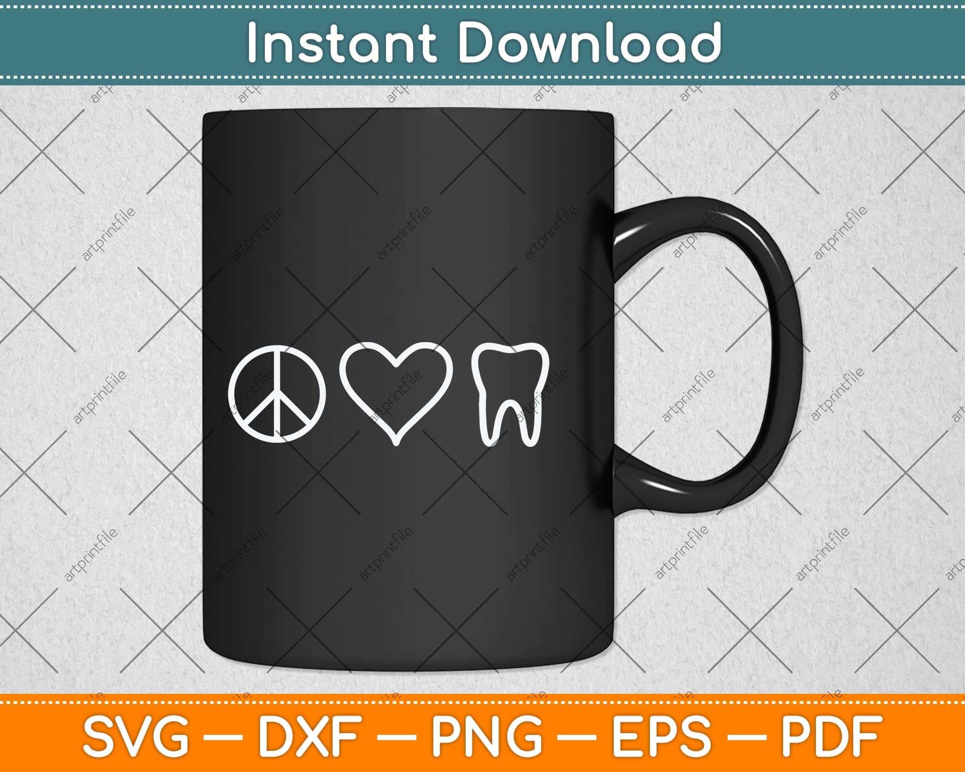 Peace Love Teeth Dental Hygienist Assistant Dentist Svg Png Dxf Digital Cutting File