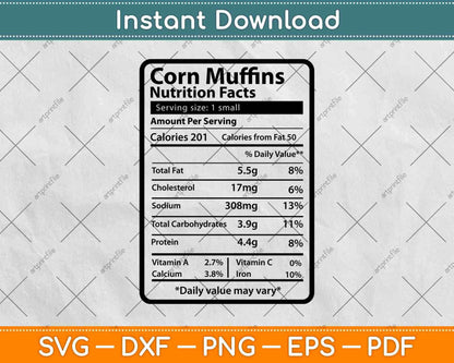 Peach Cobbler Nutrition Facts Funny Thanksgiving Svg Png Dxf Digital Cutting File