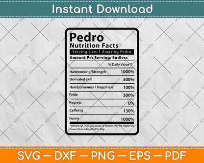 Pedro Nutrition Facts Svg Png Dxf Digital Cutting Files