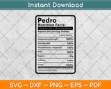 Pedro Nutrition Facts Svg Png Dxf Digital Cutting Files
