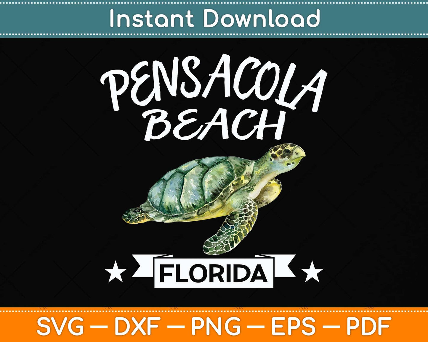 Pensacola Beach Florida Turtle Svg Png Dxf Digital Cutting File