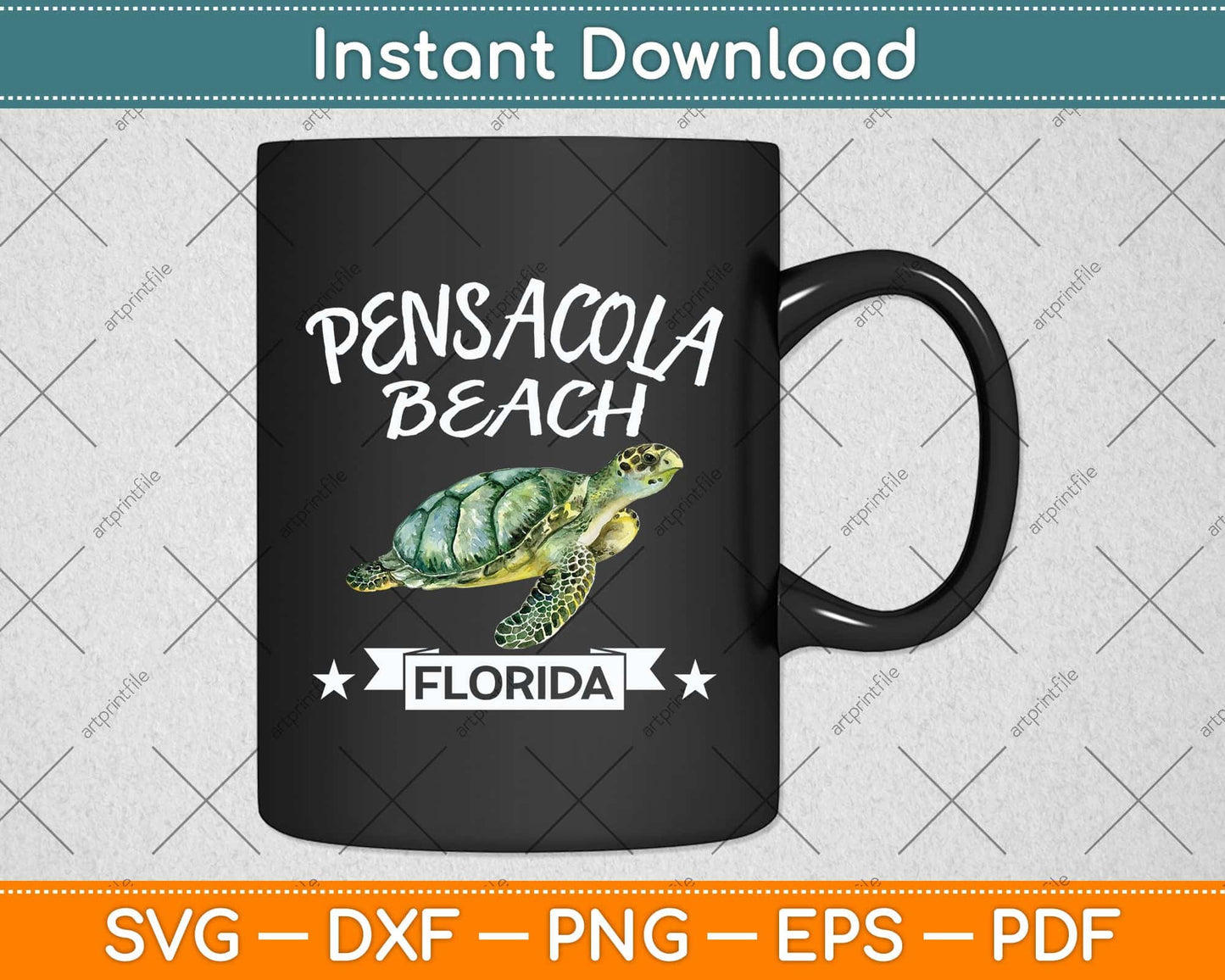 Pensacola Beach Florida Turtle Svg Png Dxf Digital Cutting File